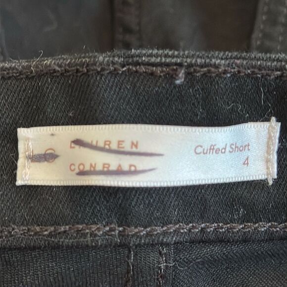 LC Lauren Conrad Black Women's Denim Cuffed Cotton/Polyester/Spandex Shorts - Picture 6 of 7